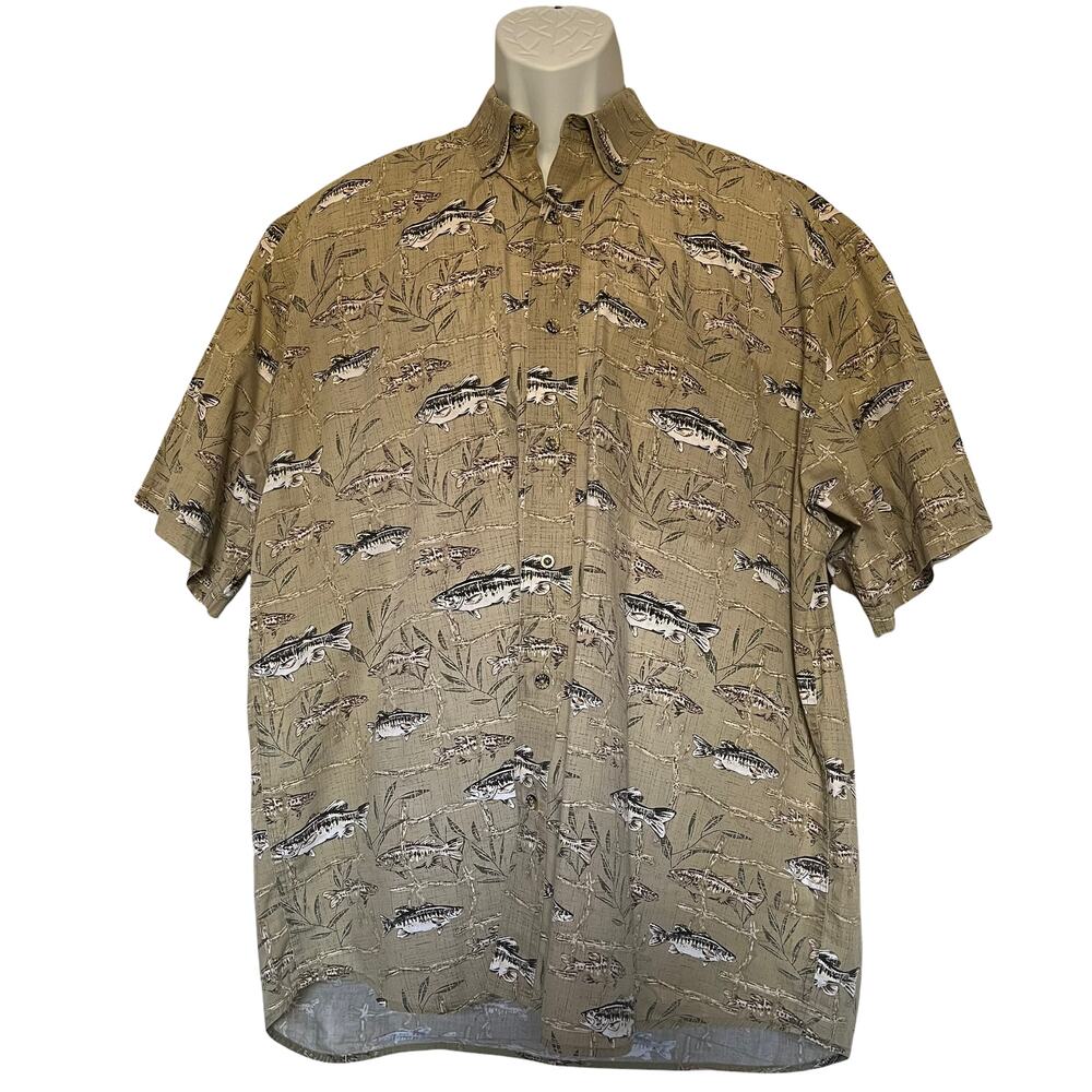 Reel Legends Fishing Mens Shirt Sz XL Button Up Dadcore Trout Utility Camp